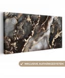 OneMillionCanvasses® Leinwandbild Panorama Marmor Gold Glitzer 40x20 cm Bild 2