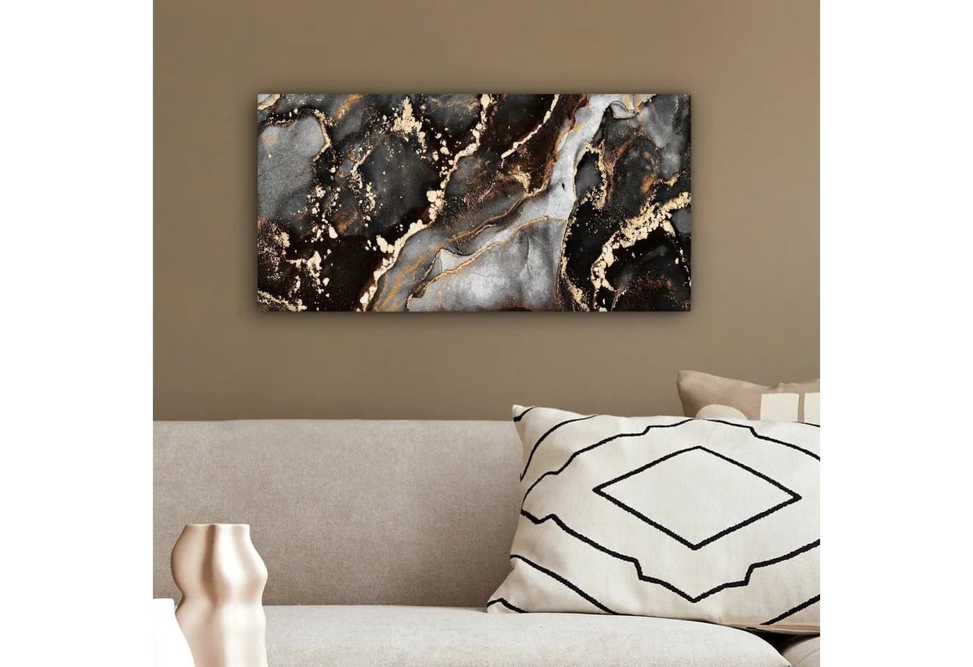 OneMillionCanvasses® Leinwandbild Panorama Marmor Gold Glitzer 40x20 cm - Bild 4