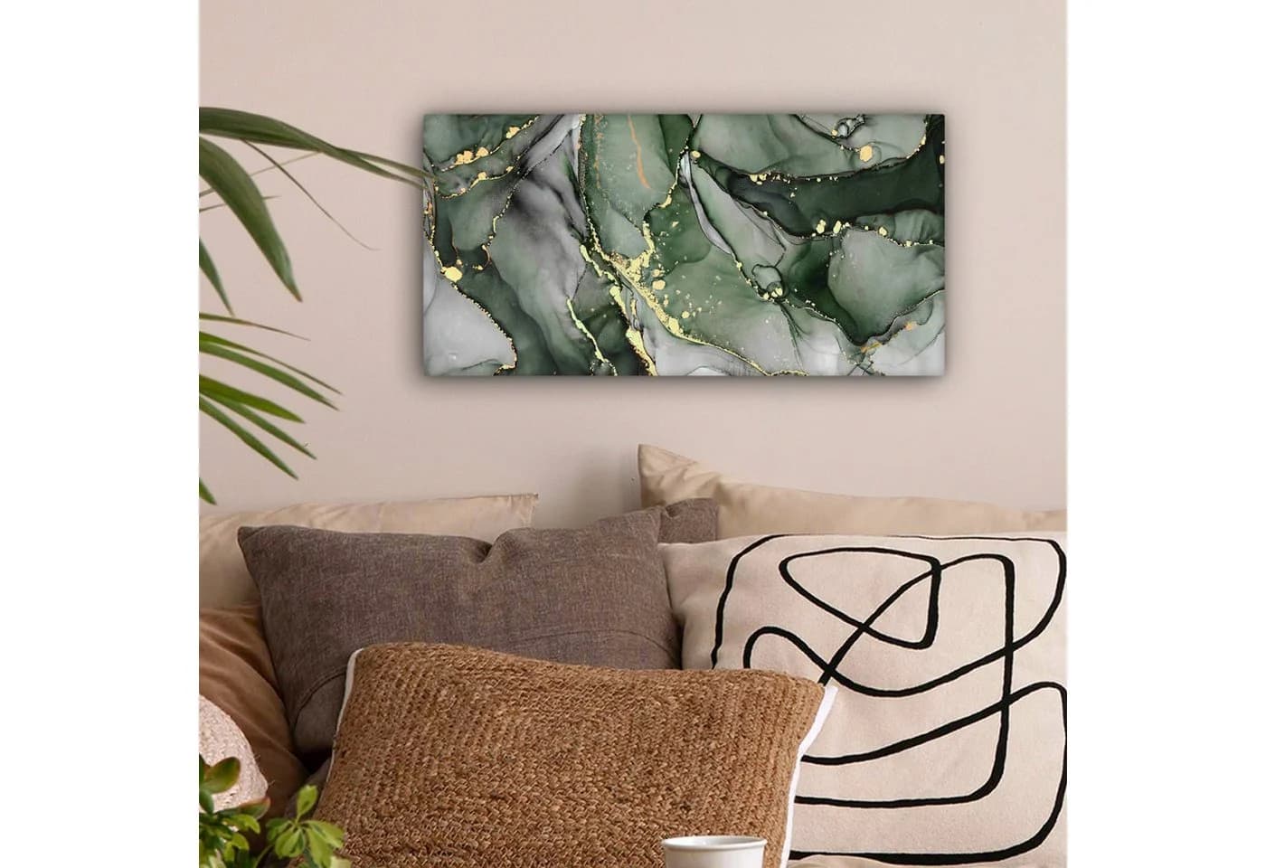 OneMillionCanvasses® Leinwandbild Panorama Luxus Marmor Grün Fotodruck Wandbild