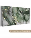 OneMillionCanvasses® Leinwandbild Panorama Luxus Marmor Grün Fotodruck Wandbild Bild 2