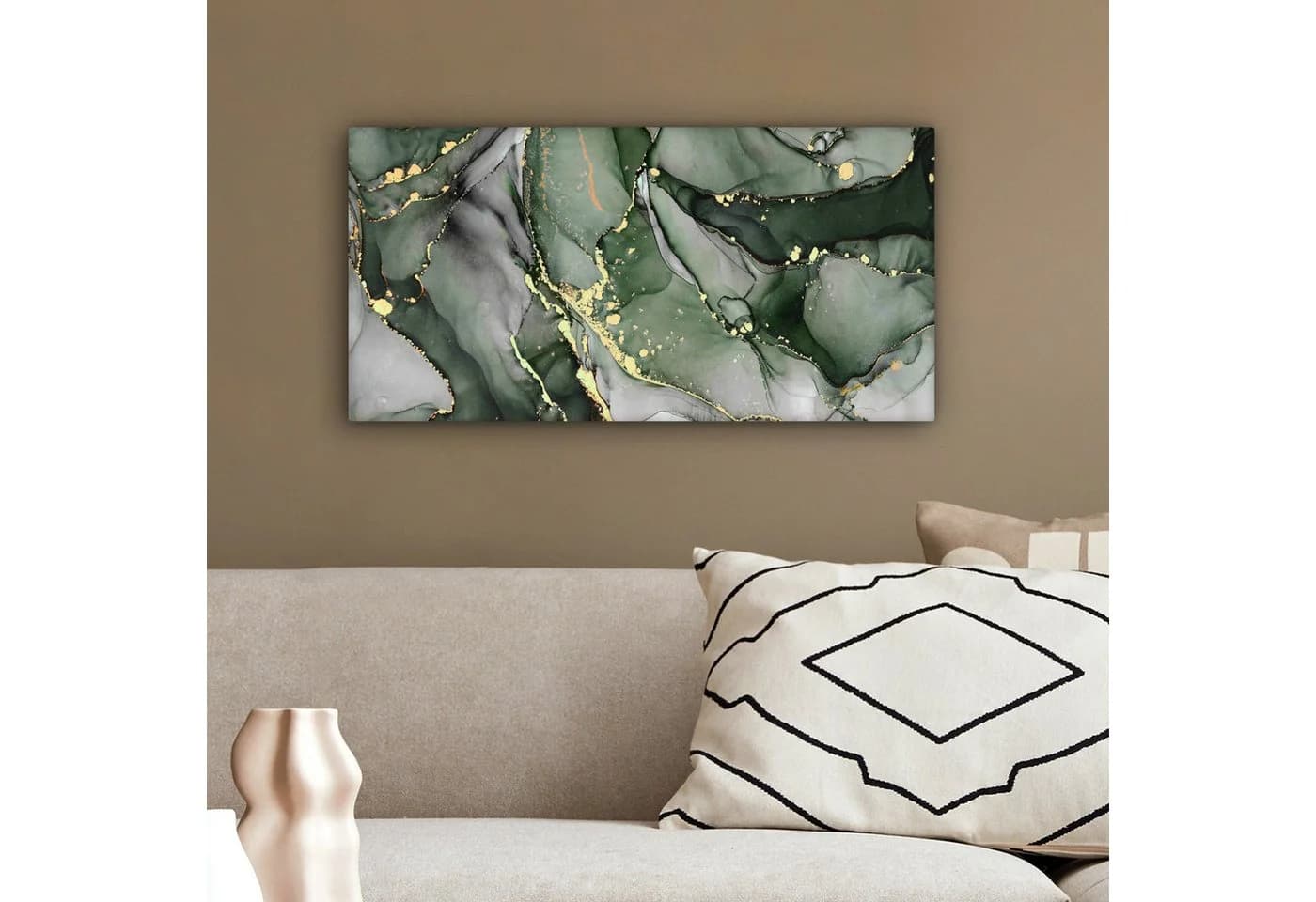 OneMillionCanvasses® Leinwandbild Panorama Luxus Marmor Grün Fotodruck Wandbild - Bild 4
