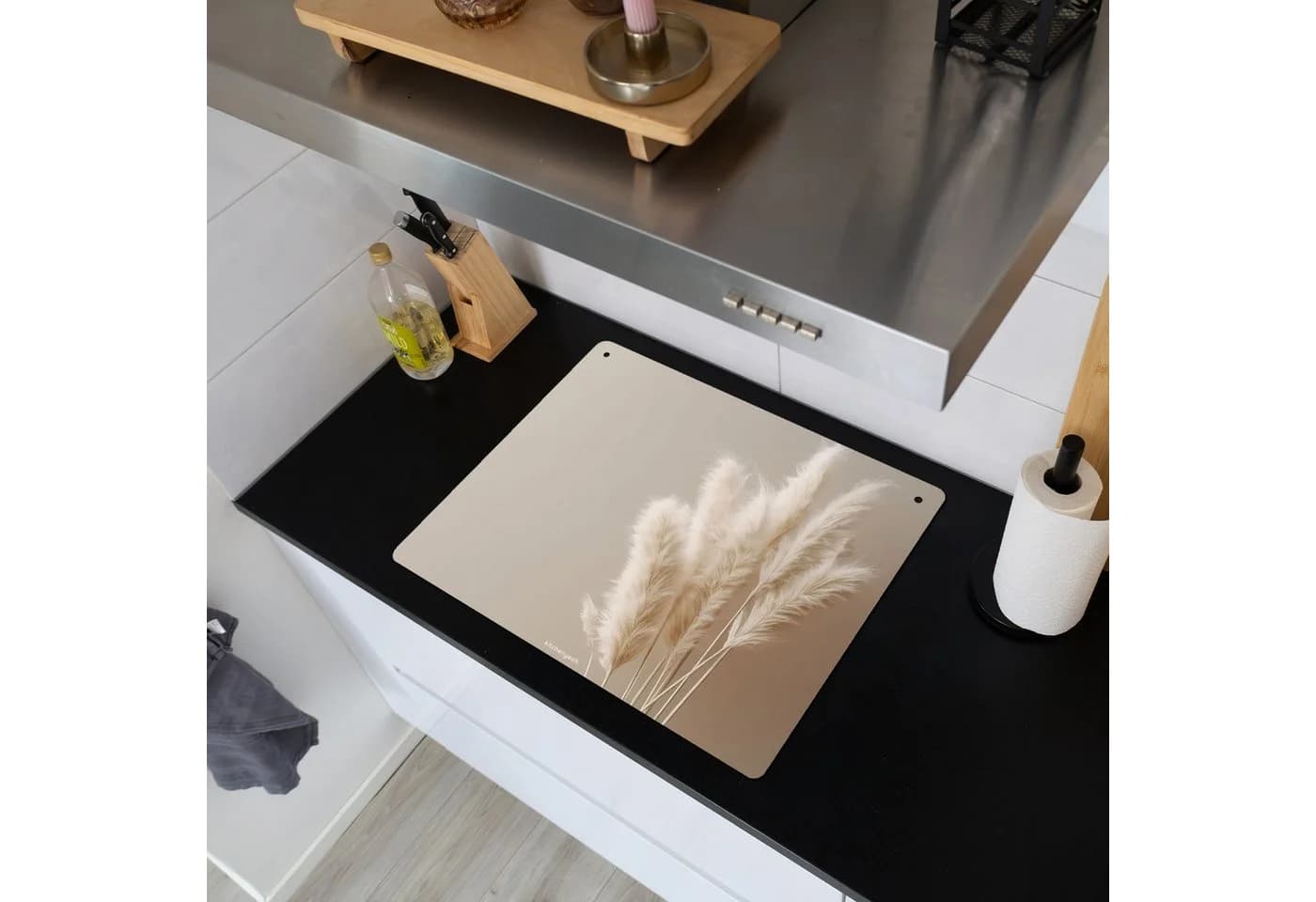 KitchenYeah Küchenrückwand Spritzschutz Pampasfedern Beige