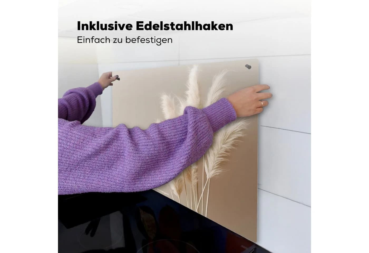 KitchenYeah Küchenrückwand Spritzschutz Pampasfedern Beige - Bild 5