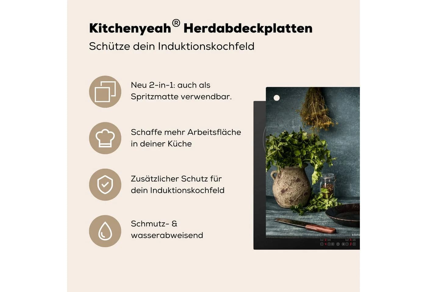 KitchenYeah Küchenrückwand Kräuter Stilleben Spritzschutz Induktionsschutz - Bild 4