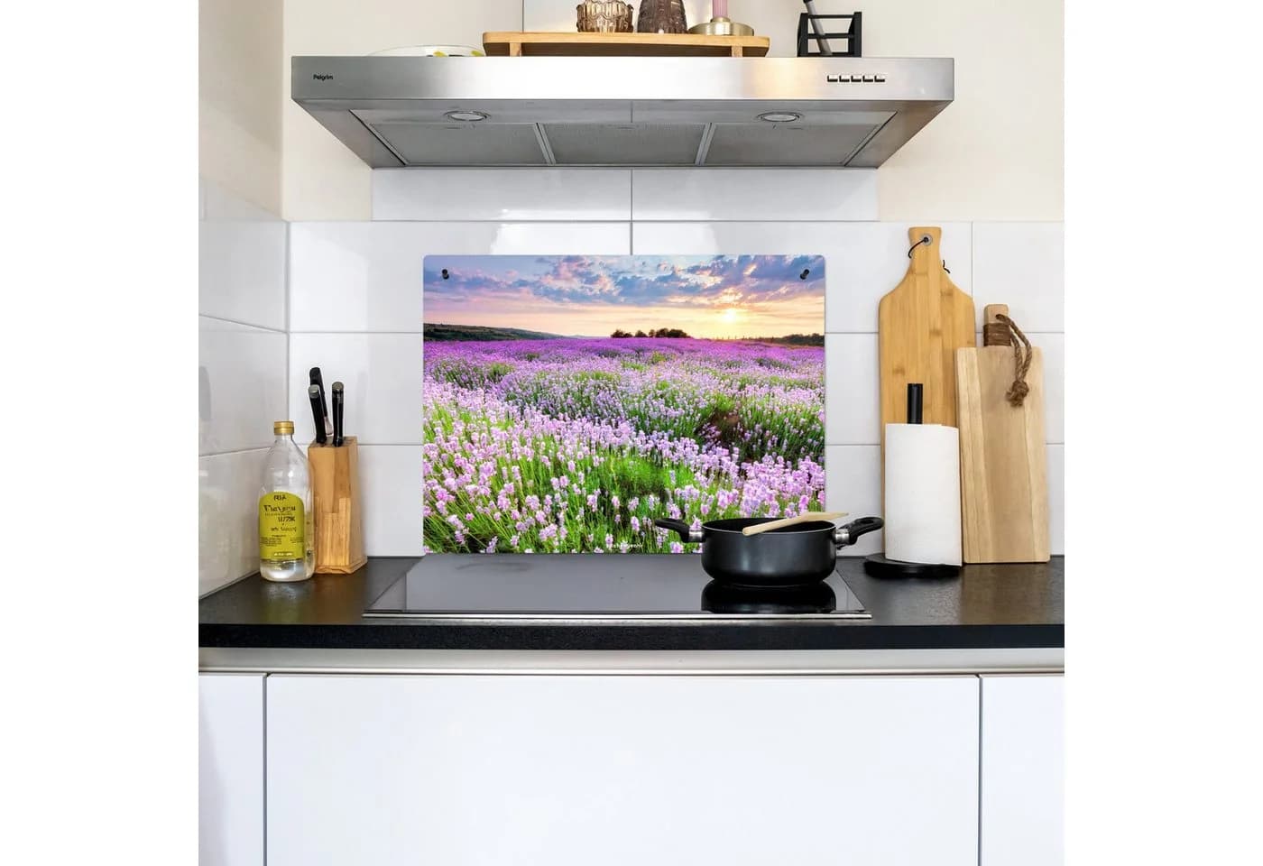 KitchenYeah Küchenrückwand Lavendel Blumenfeld Spritzschutz Herdabdeckplatte - Bild 3