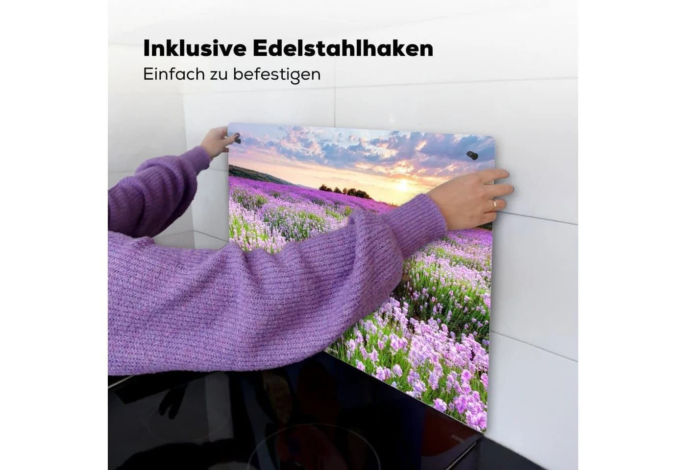 KitchenYeah Küchenrückwand Lavendel Blumenfeld Spritzschutz Herdabdeckplatte - Bild 5