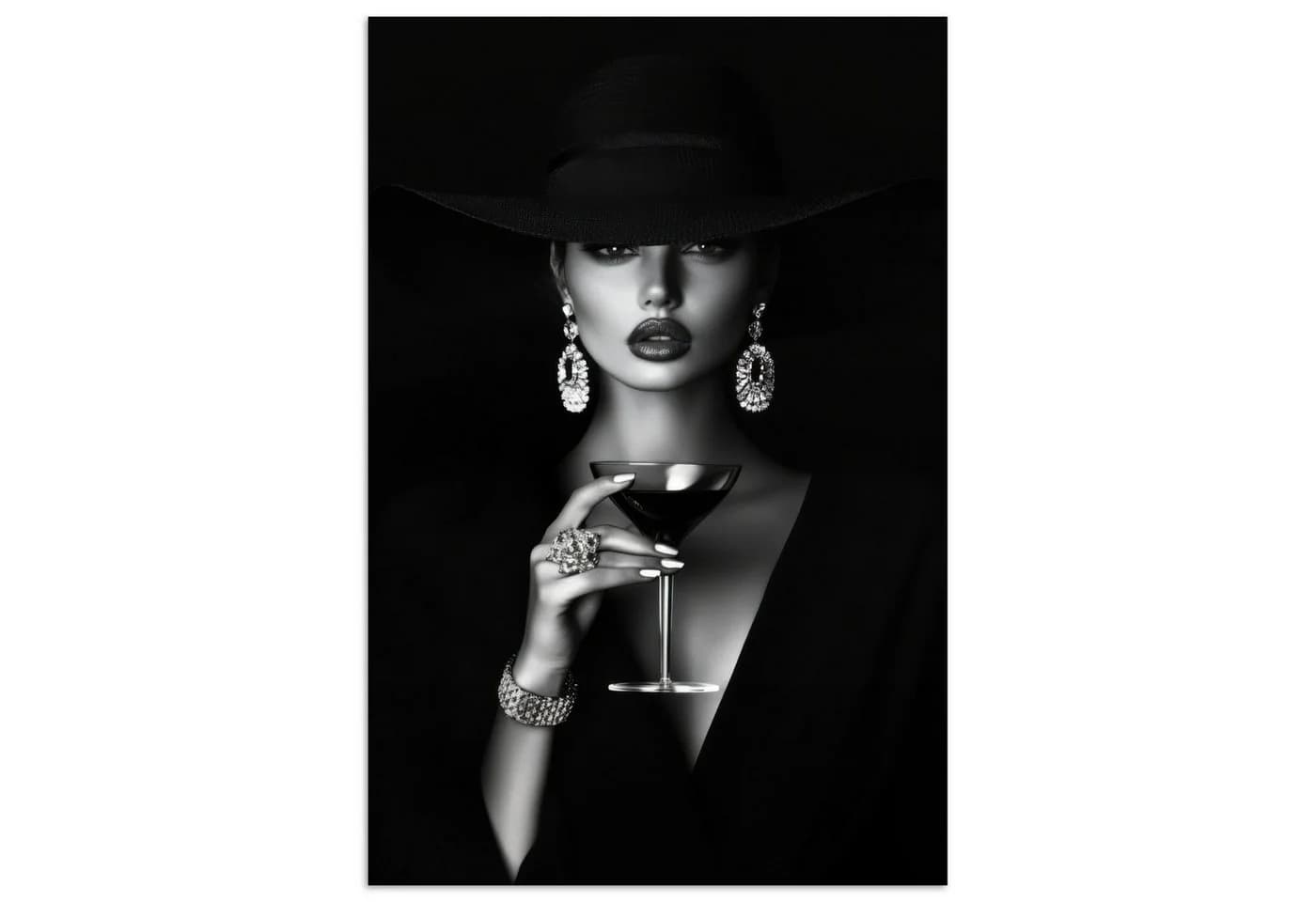 MuchoWow Poster Frau Cocktail Retro Schwarz Bunt - Bild 2