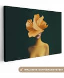 OneMillionCanvasses® Leinwandbild Frau mit gelber Blume Bild 2