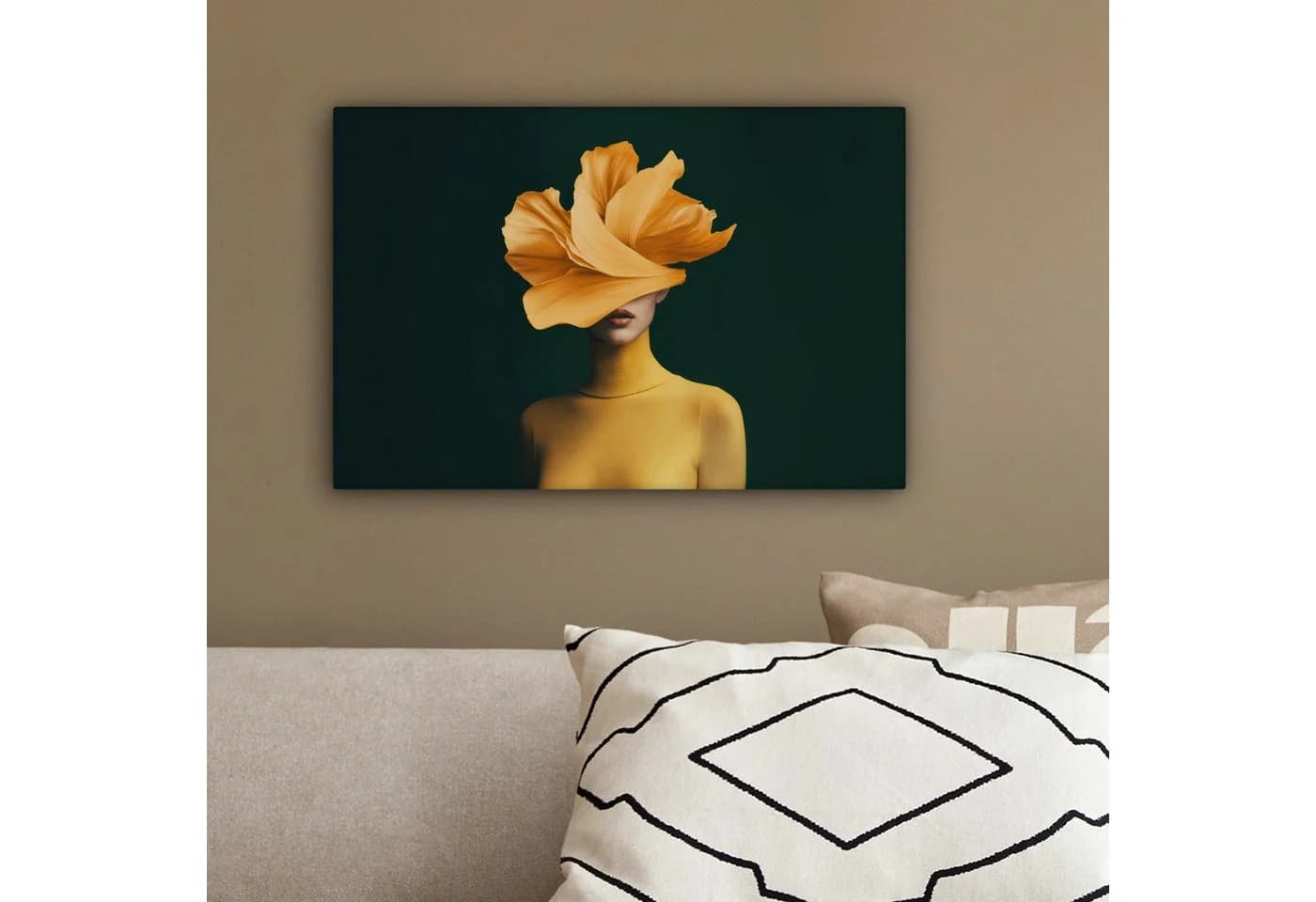 OneMillionCanvasses® Leinwandbild Frau mit gelber Blume - Bild 4