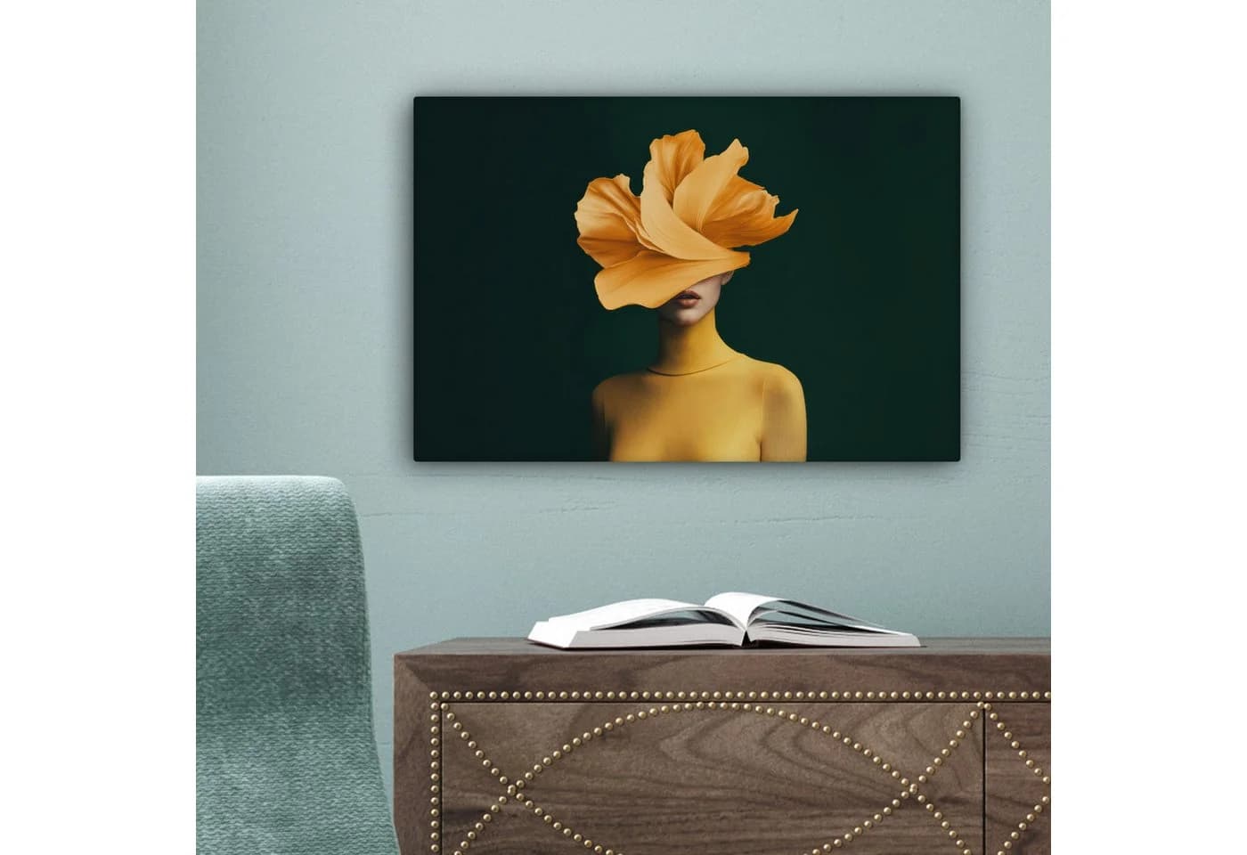 OneMillionCanvasses® Leinwandbild Frau mit gelber Blume - Bild 5