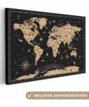 OneMillionCanvasses® Leinwandbild Weltkarte Beige Schwarz Fotodruck Bild 2