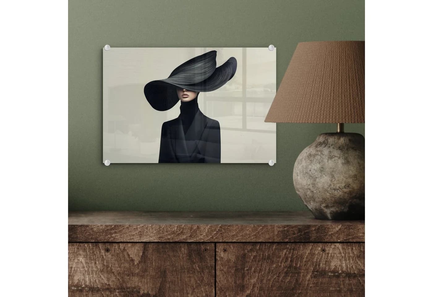 MuchoWow Acrylglasbild Schwarz Frau Hut 30x20 cm - Bild 4