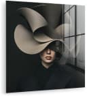 MuchoWow Acrylglasbild Schwarz - Hut - Frau, 20x20 cm Bild 2