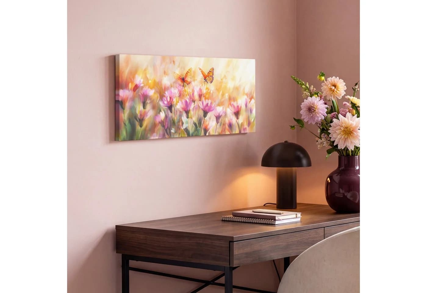 OneMillionCanvasses® Leinwandbild Panorama Schmetterlinge Orange Rosa - Bild 4