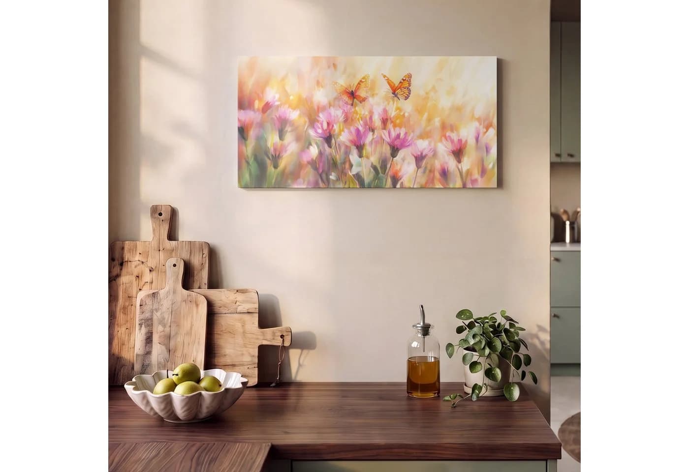 OneMillionCanvasses® Leinwandbild Panorama Schmetterlinge Orange Rosa - Bild 5