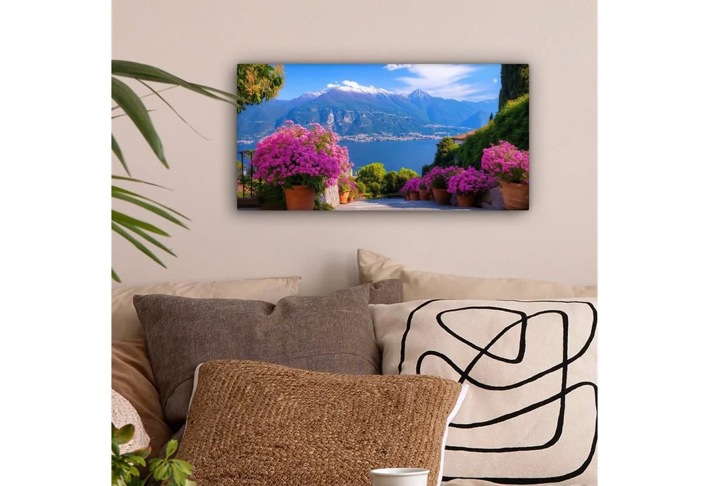 OneMillionCanvasses® Leinwandbild Panorama Comer See Blau