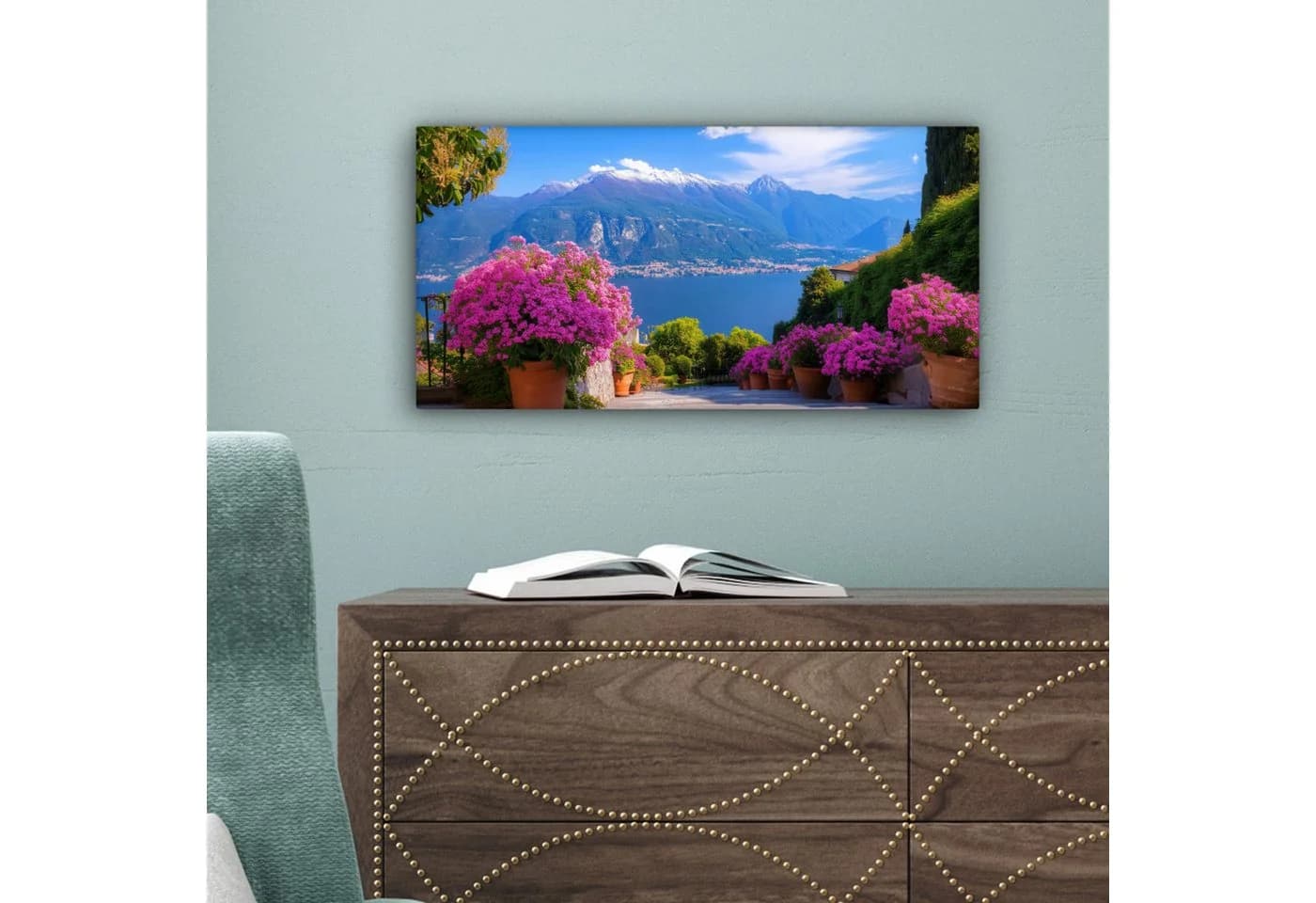 OneMillionCanvasses® Leinwandbild Panorama Comer See Blau - Bild 5
