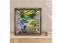 OneMillionCanvasses® Leinwandbild Garten mit Hortensien Blau/Rosa Bild 1
