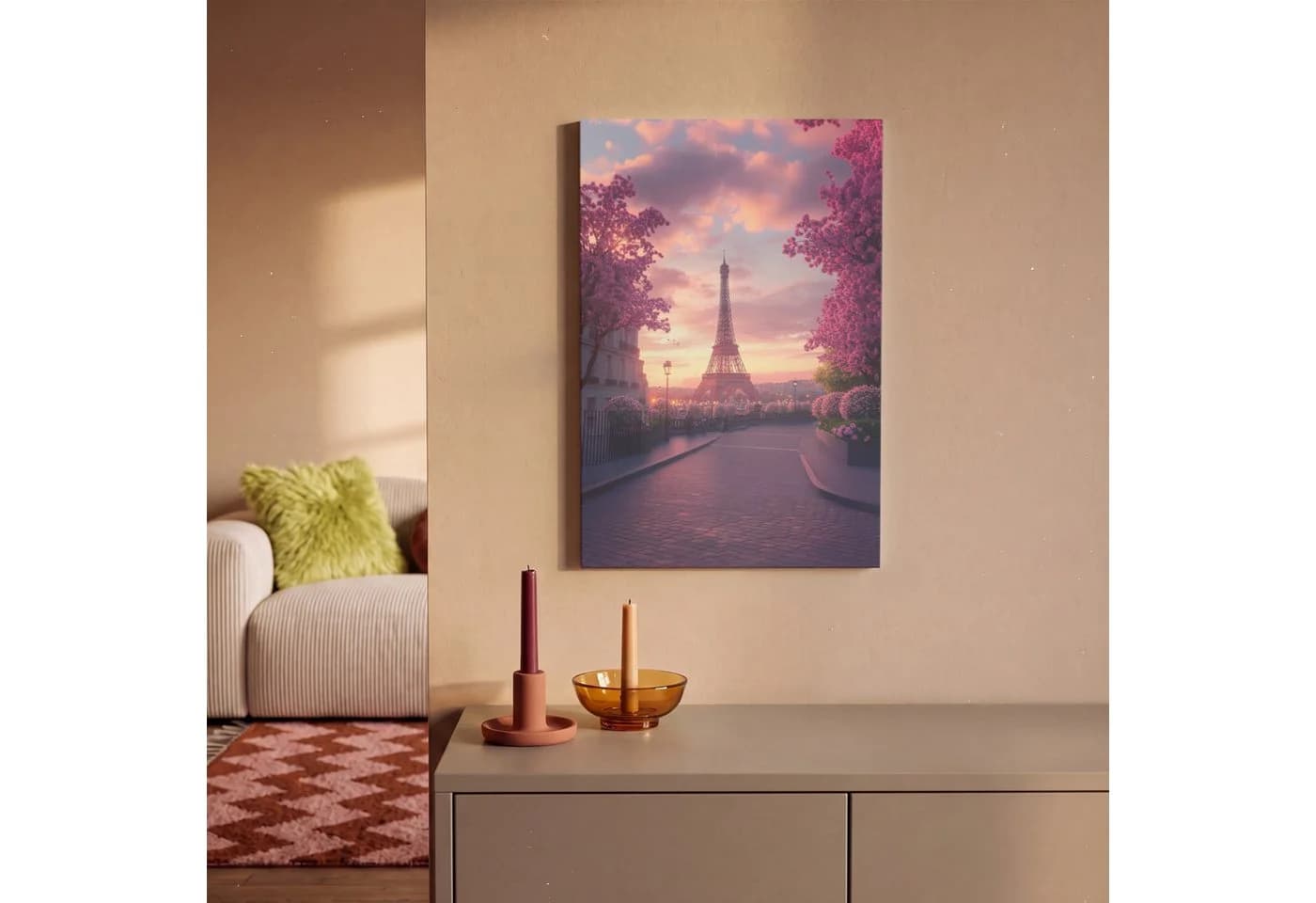 OneMillionCanvasses® Leinwandbild Eiffelturm Rosa Fotodruck 20x30 cm