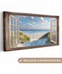 OneMillionCanvasses® Leinwandbild Panorama Strand Blau Beige Bild 2
