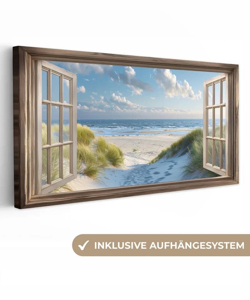 OneMillionCanvasses® Leinwandbild Panorama Strand Blau Beige - Bild 2