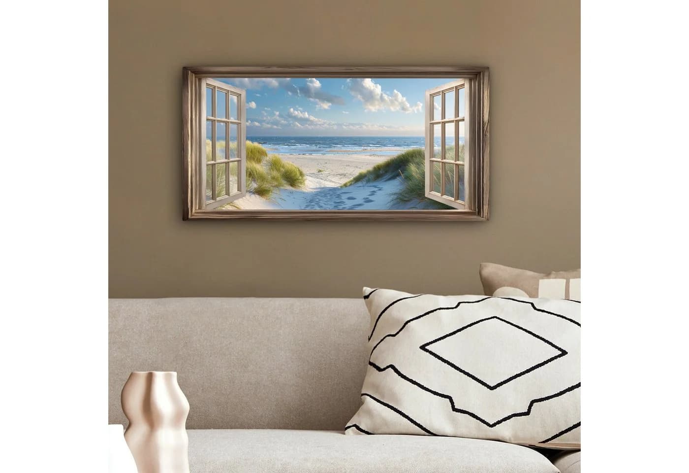 OneMillionCanvasses® Leinwandbild Panorama Strand Blau Beige - Bild 4