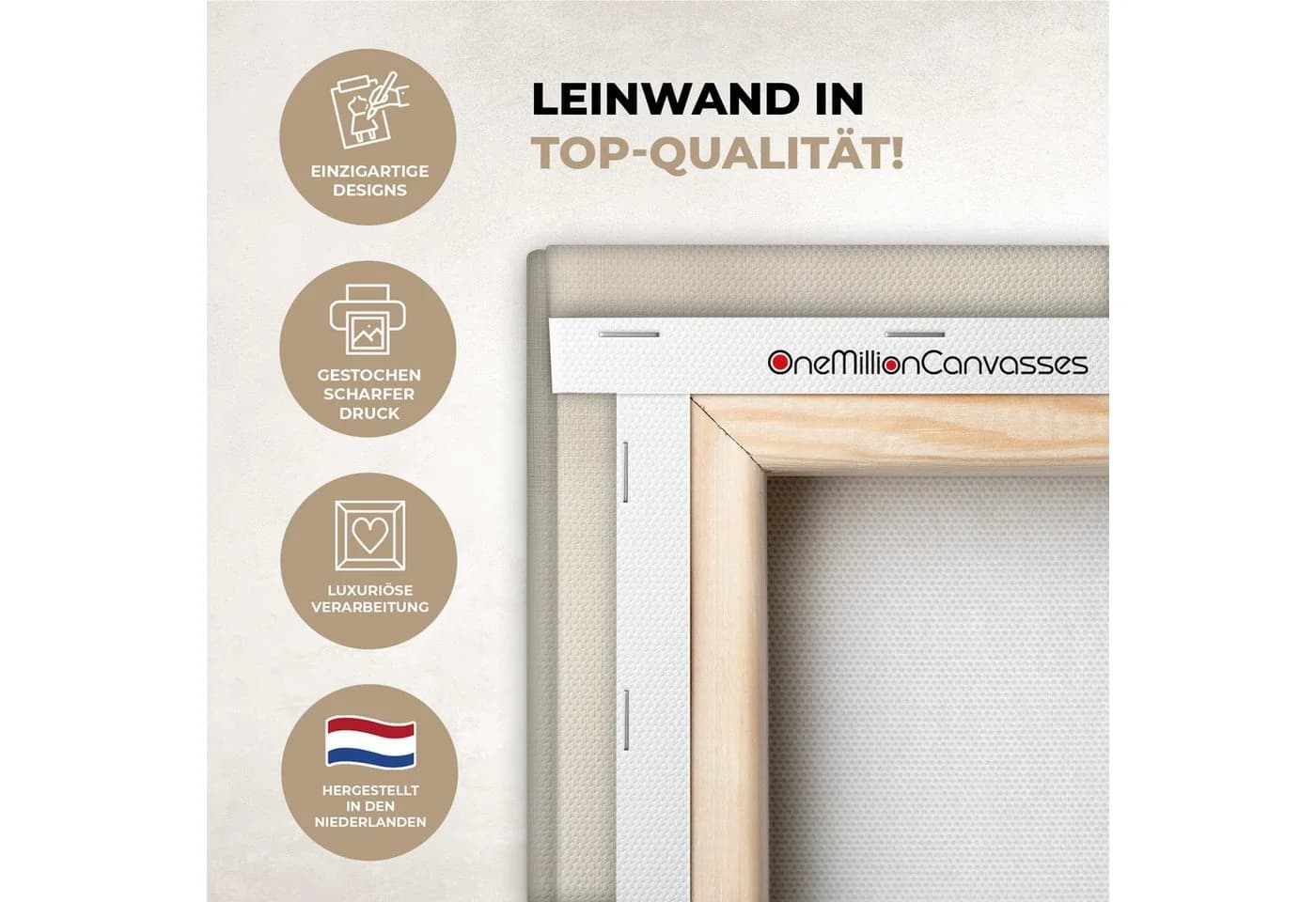 OneMillionCanvasses® Leinwandbild Modern Schwarz Gold 30x20 cm - Bild 3