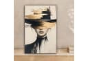 OneMillionCanvasses® Leinwandbild Frau Hut Beige Gold Wanddekoration Bild 1