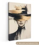 OneMillionCanvasses® Leinwandbild Frau Hut Beige Gold Wanddekoration Bild 2