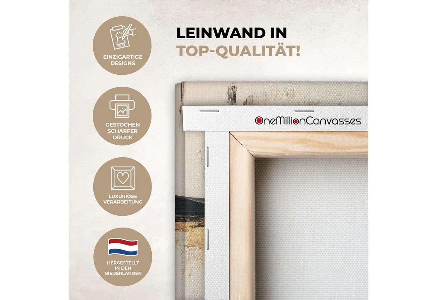OneMillionCanvasses® Leinwandbild Frau Hut Beige Gold Wanddekoration - Bild 3
