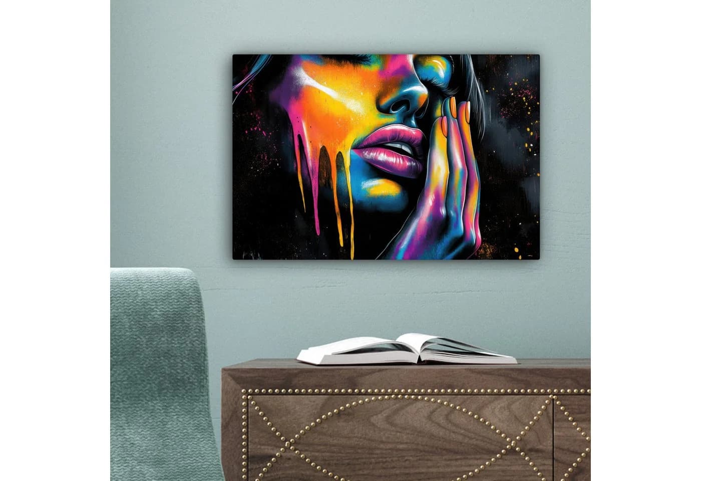 OneMillionCanvasses® Leinwandbild Frau - Gesicht - Farbe - Künstlerisch, Fotodruck 30x20 cm - Bild 5