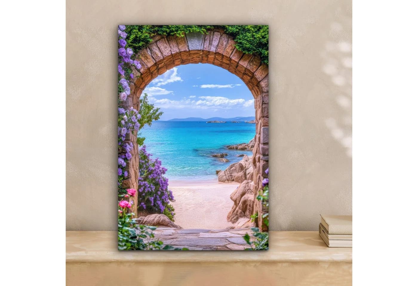 OneMillionCanvasses® Leinwandbild Aussicht Tor Meer Strand Felsen Fotodruck