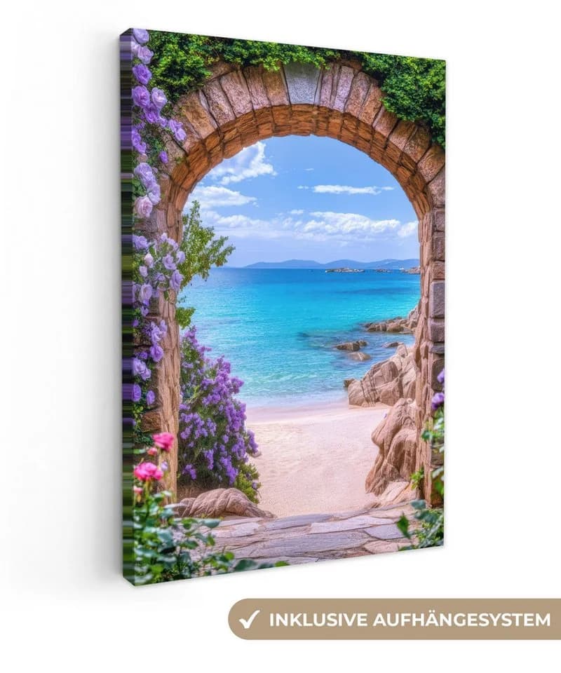 OneMillionCanvasses® Leinwandbild Aussicht Tor Meer Strand Felsen Fotodruck - Bild 2