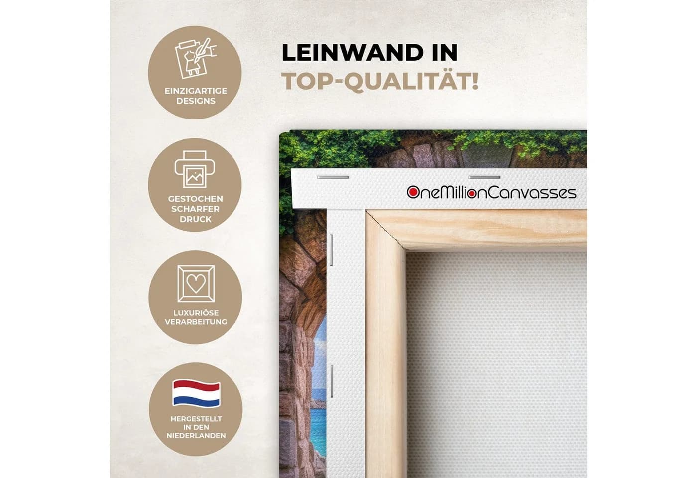 OneMillionCanvasses® Leinwandbild Aussicht Tor Meer Strand Felsen Fotodruck - Bild 3