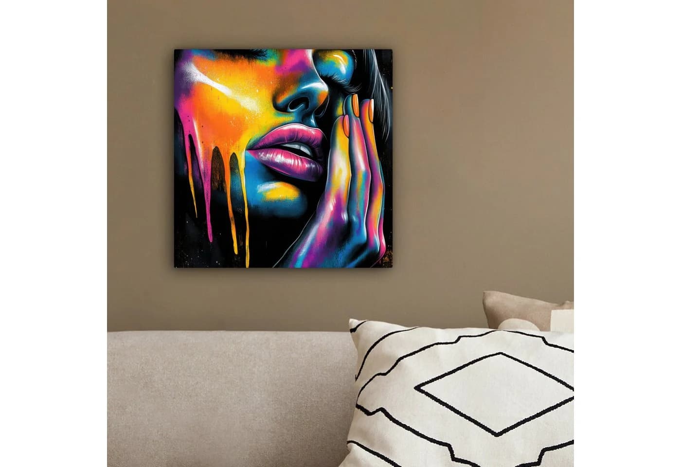 OneMillionCanvasses® Leinwandbild Frau mit bunten Farbtropfen - Bild 4