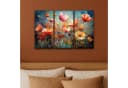 MuchoWow Leinwandbild Blumen Bunt Abstrakt 3er Set Bild 4
