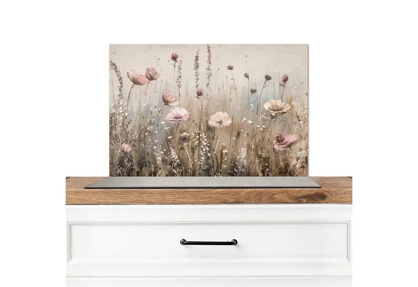 MuchoWow Küchenrückwand Blumen Rosa Modern Beige - Bild 2