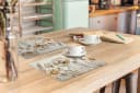 MuchoWow Platzset Blumen Beige 6-tlg. Vinyl Tischset Abwaschbar Bild 3