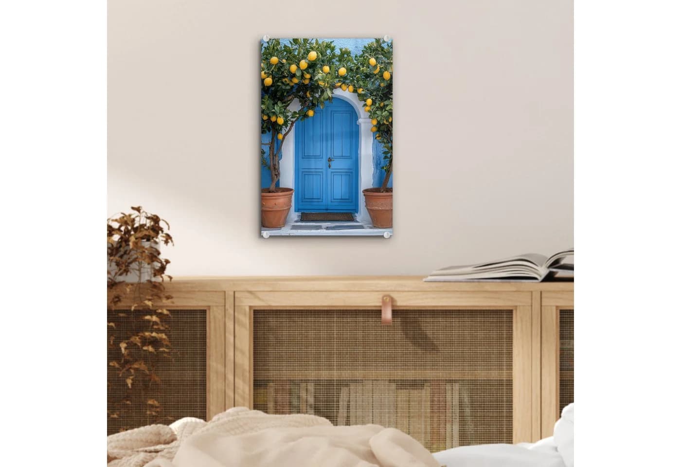 MuchoWow Acrylglasbild Zitronenbäume Tür Deko Gelb Blau - Bild 5