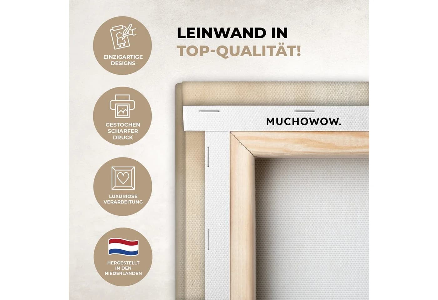 MuchoWow Leinwandbild Landschaft Japandi Beige Vögel Fotodruck 3er-Set Wandbilder 60x40 cm - Bild 3