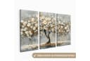 MuchoWow Leinwandbild Set Abstrakter Baum Weiß Gold 3-teilig Bild 2