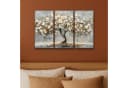 MuchoWow Leinwandbild Set Abstrakter Baum Weiß Gold 3-teilig Bild 4