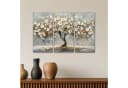 MuchoWow Leinwandbild Set Abstrakter Baum Weiß Gold 3-teilig Bild 5