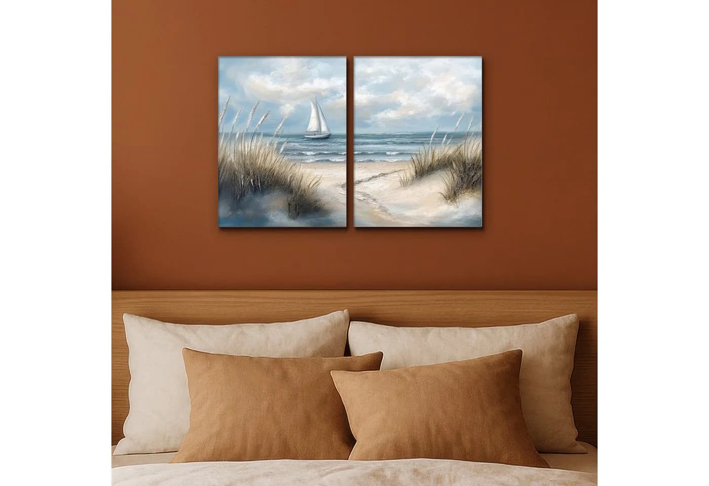 MuchoWow Leinwandbild Strand Set 2x 60x40 cm Maritim Segelboot - Bild 4