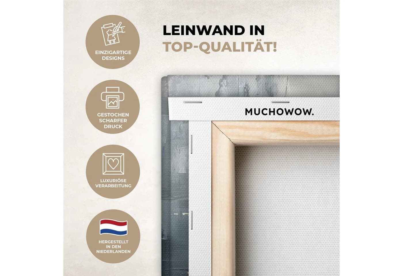 MuchoWow Leinwandbild Abstrakt Grau Gold Modern 2er Set - Bild 3