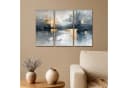 MuchoWow Leinwandbild Abstrakt Grau Gold 3er Set Modern Bild 1