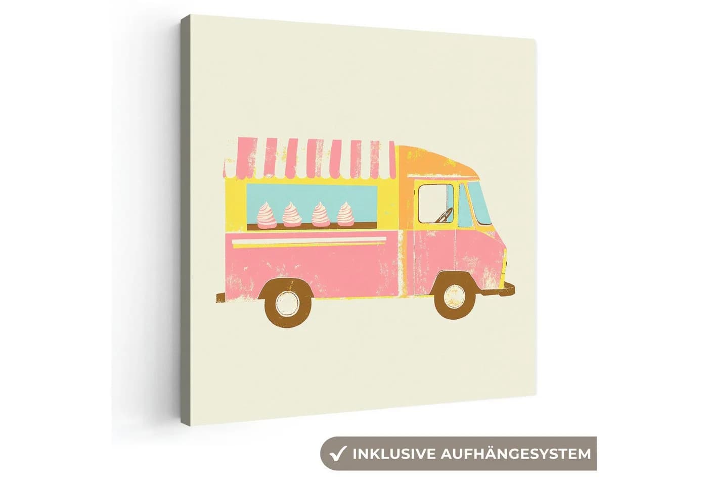 OneMillionCanvasses® Leinwandbild Retro Eiscreme-Wagen Rosa - Bild 2