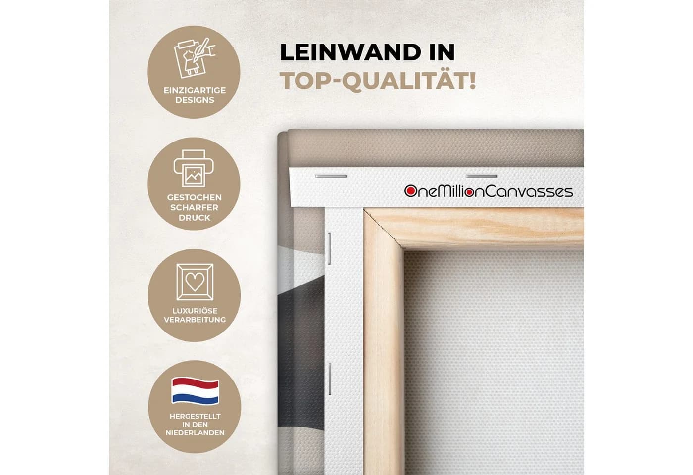 OneMillionCanvasses® Leinwandbild Abstrakt Beige Schwarz Braun - Bild 3