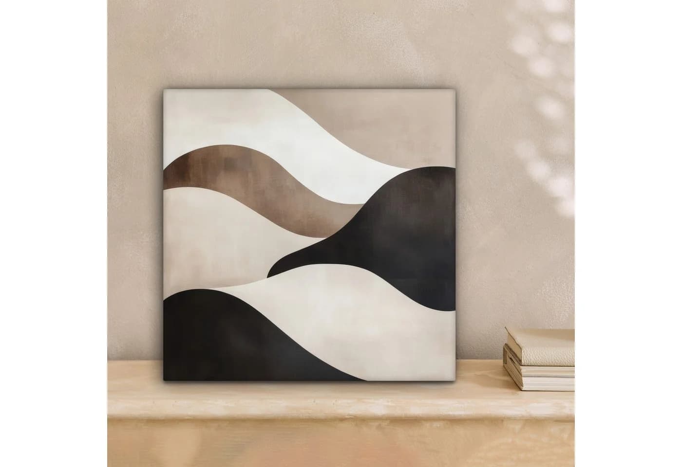 OneMillionCanvasses® Leinwandbild Wellen Abstrakt Beige Schwarz Braun 20x20 cm