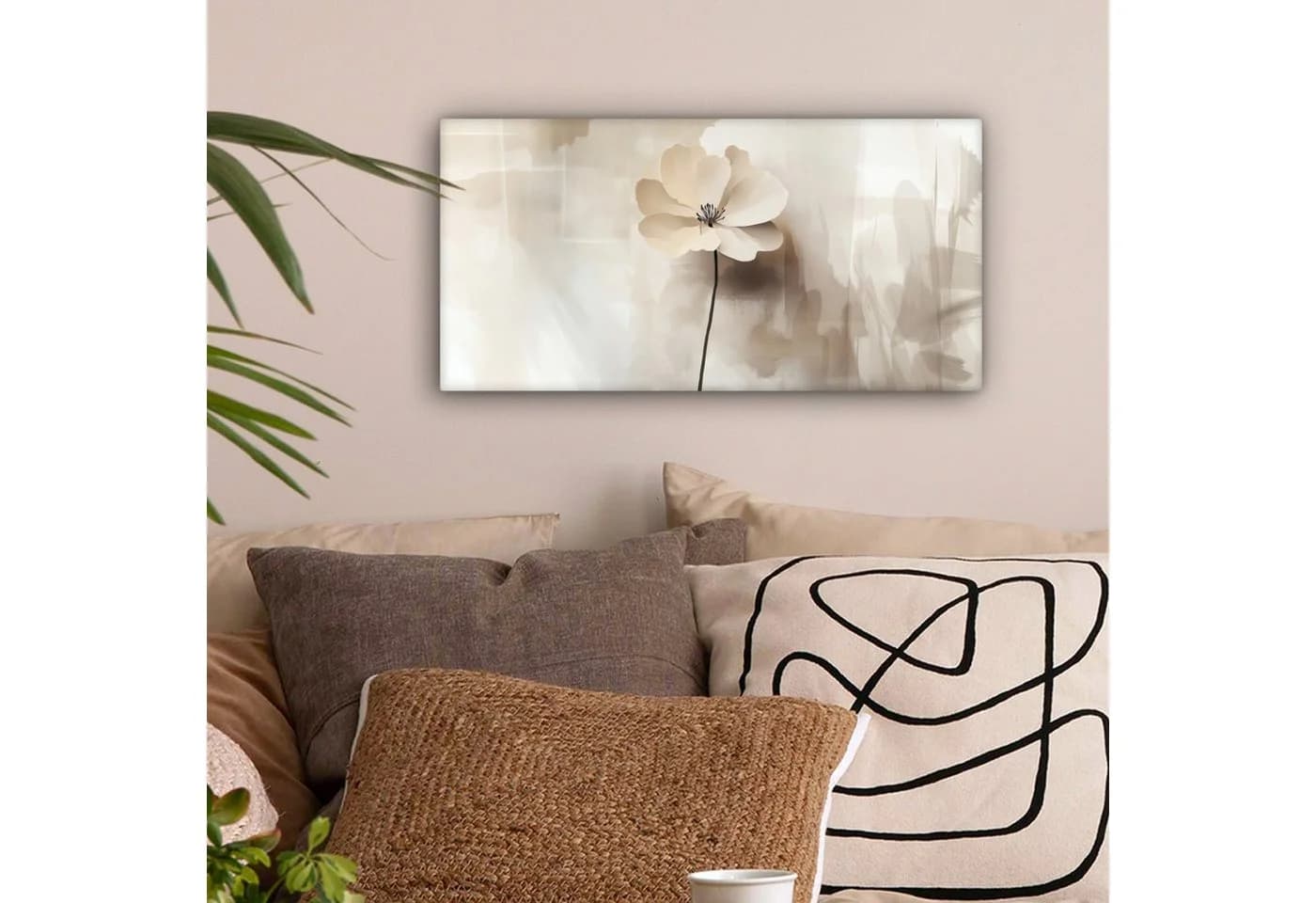 OneMillionCanvasses® Leinwandbild Panorama Blume Beige Fotodruck Wandbild